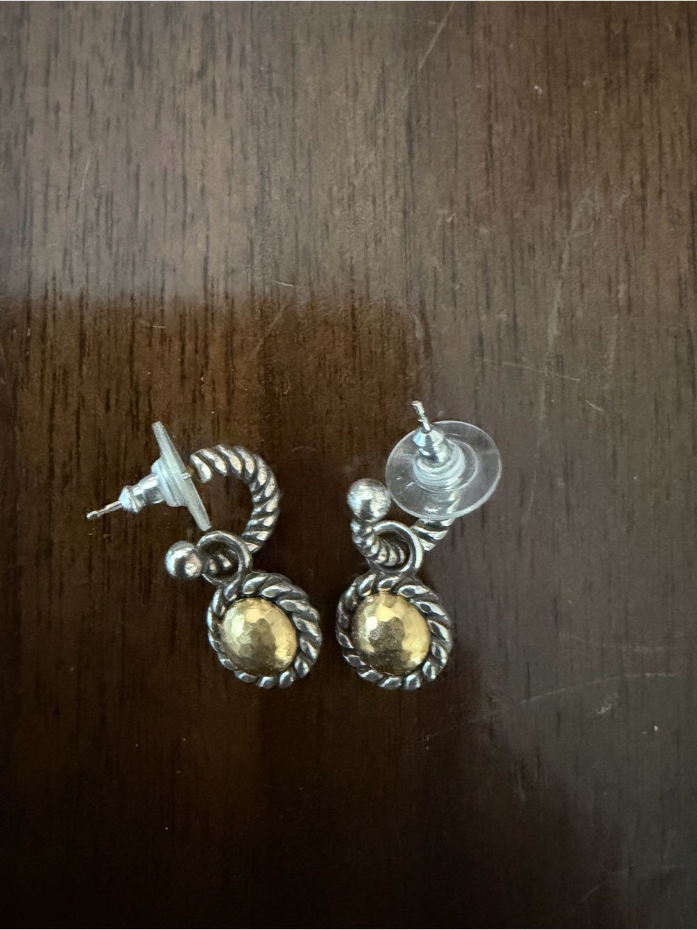 Brighton Silver Drop Earrings with Gold-Tone stones and Accents